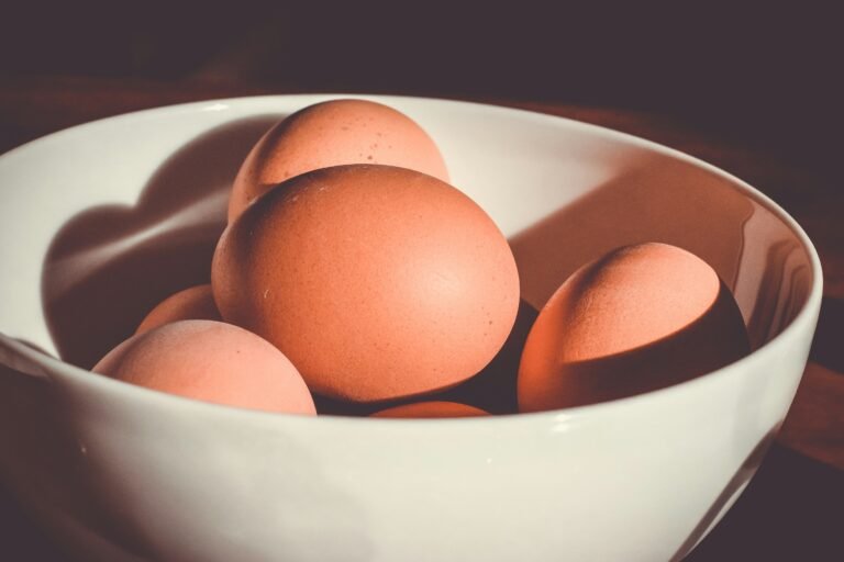 Bowl of fresh brown eggs